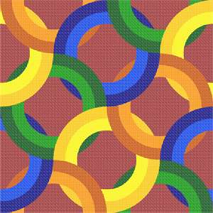 Pattern of rings in primary colors
