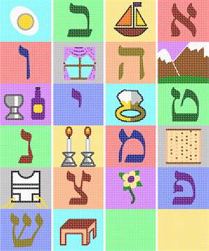 Aleph Bais Hebrew (Two Canvases)