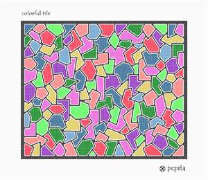 A set of tiled interlocking polygons in various colors.