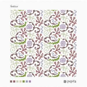 Pattern of festive swirls and squiggles.
