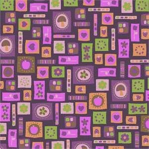 A floral art deco needlepoint in shades of purple perfect for stitching a pillow.