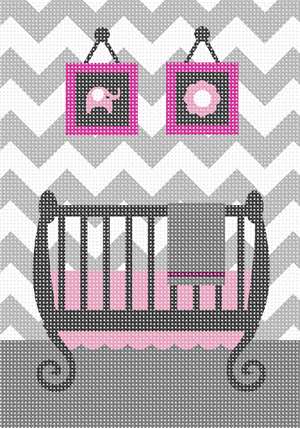 image of Grey Chevron Baby Girl Crib