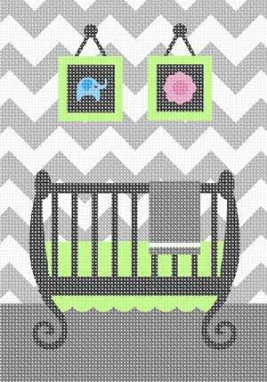 image of Grey Chevron Uni Baby Crib