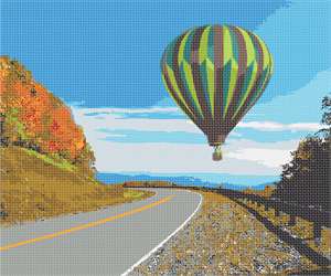 image of Hot Air Balloon Over Highway