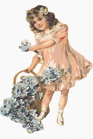 Prepared just for you, a sweet young woman offers you a special bouquet of pastel-colored flowers.