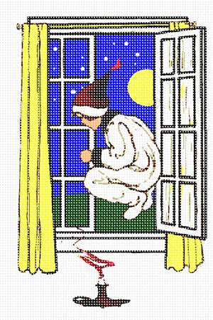 A sprightly young man jumps nimbly over the candlestick by the window.