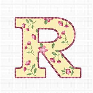 image of Letter R Vintage Floral Reds