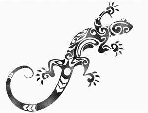 A lizard in black and white