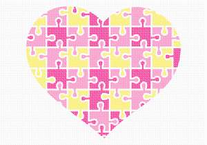 image of Pink Yellow Heart Puzzle