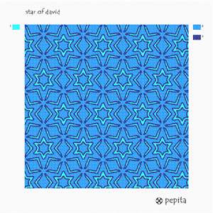 Repeating pattern of six-point stars of David.