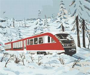 image of Train Snow Watercolor