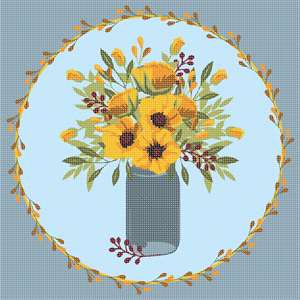 Perfect for autumn - this bottle vase is filled with fall colored flowers