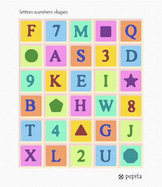 Needlepoint Canvas - Letters Numbers Shapes