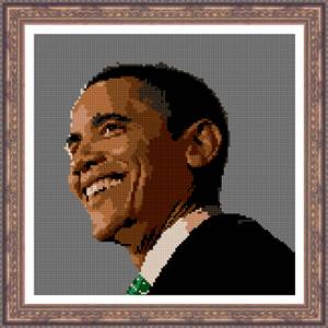 a customer's photo converted to needlepoint