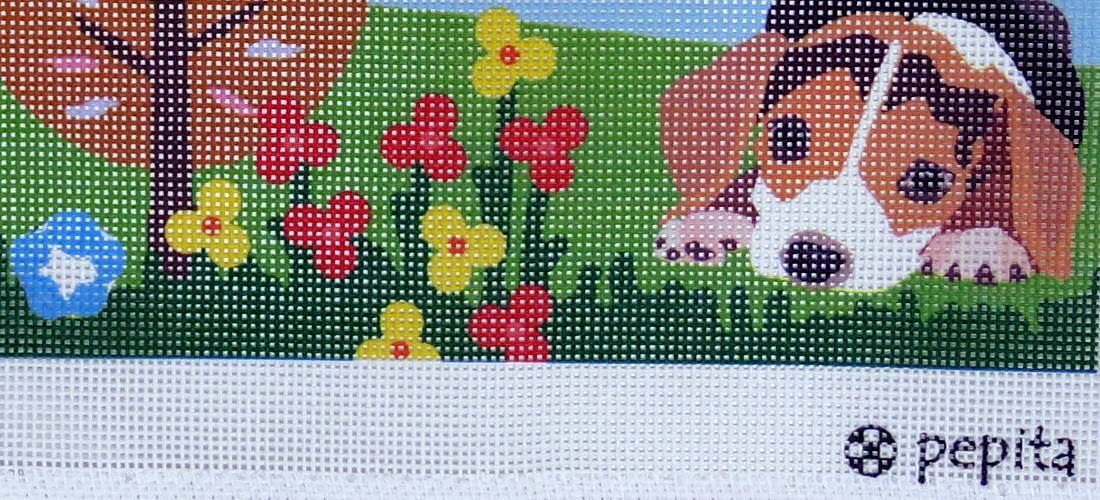 Needlepoint Canvas Name Flowers Birds Trees Butterfly Puppy