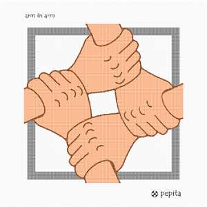 Four interlocking arms.