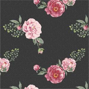 Rose and mauve floral design on a dark background