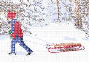 image of Boy And Sled