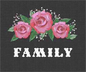 Family with a rose bouquet