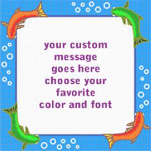 Four colorful fish swim at the corners of this frame. Your text goes in the center.