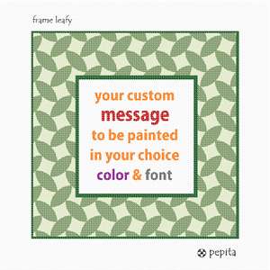 Woven leaves form the background of your custom message in the center.