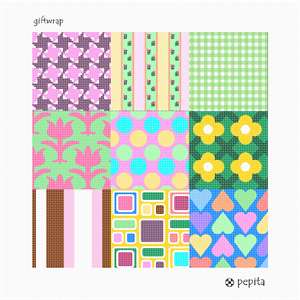 Nine fun and happy pattern blocks together as one design.