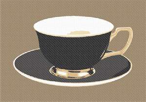 image of Gold And Black Cup And Saucer