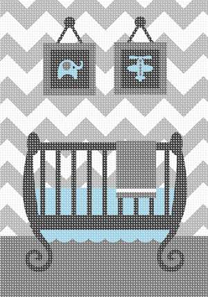 image of Grey Chevron Baby Boy Crib