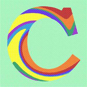 image of Letter C Tie Dye Rainbow