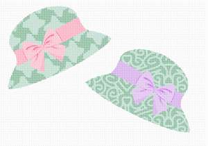 Mint hats with coordinating pastel bows