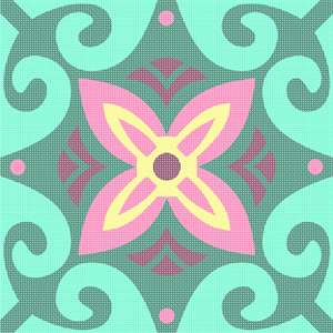 Bright swirls of mint with floral center
