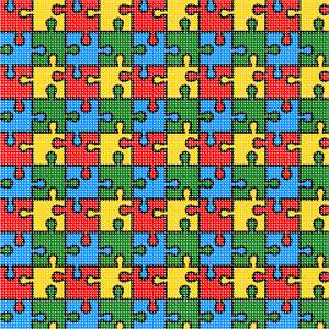 Interlocking puzzle piece pattern.