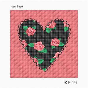 A roses heart needlepoint. Stitch and finish as a throw pillow for your favorite someone who loves roses.
