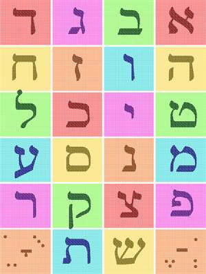 Hebrew Aleph Bet Colorful Wood Beads no Cord