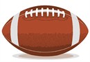 An American football, shaped as a spheroid with pointy ends, in classic colors.