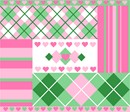 Argyle and striped pattern strips. Hearts and diamonds complete the design.