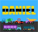 All sorts of construction trucks are traveling on this highway. Personalization available to add the name of your favorite little boy.