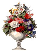 A stately urn displays a bright arrangement of floral goodness. Flowers and floral design are among the most popular needlepoint designs. People have been stitching flowers and floral motifs for hundreds of years.  Flowers are bright and pleasant, and most have underlying meanings to them.