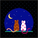 Whimsical cat silhouette staring at the moon surrounded by stars. The chevron and heart print cats make this an adorable project for a beginner. This is a real fun and funky needlepoint design.