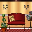 The classic couch, one pillow, side table, topiary, and two wall sconces. This design coordinates with others in our Home Sweet Home series. A house is made of walls and beams, a home is built with love and dreams. ...