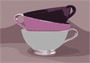 Stack of teacups in mauve