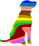 The shape of a dog filled with colorful stripes. There are many animals in our palette silhouette series. This dog is adorable and perfect for a beginner. Purchase as a kit, or buy just the plain canvas if you have many color threads in your stash.