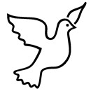 Simple line drawing of a dove, representing peace.