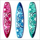 A trio of trendy surfboards. Surfing is highly addictive. It is one of the most popular board sports ever invented. There are over 20 million surfers in the world, and the number is growing fast.