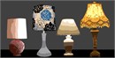 Four decorative lamps in a row.