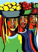 Three African women bearing fruit balanced on their heads. One of the main themes in the art of Ancient Africa is the human form. The primary subject in the majority of the art is people. Among the Yoruba in southwestern Nigeria, the head is the wellspring of wisdom and seat of divine power (àse).