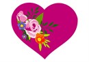 Floral motif in a heart. No one knows why the heart is associated with love.  A human heart weighs between 7 and 15 ounces. Our heart beats around 100,000 times a day.  Laughing is good for your heart. A “broken heart” can feel like a heart attack.