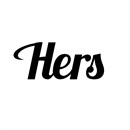 A simple word "Hers" against a plain black background. Buy it with the matching "His" design. Suitable for a pair of pillows.