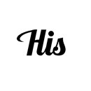 A simple word "His" against a plain black background. Buy it with the matching "Hers" design. Suitable for a pair of pillows.