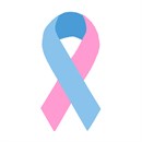 This blue and pink ribbon symbolizes pregnancy and infant loss. There is an annual National Miscarriage Awareness Day on October 15. This ribbons hopes to promote awareness of baby loss, including loss during and after pregnancy, stillbirth, miscarriage, ectopic pregnancy, neonatal death, and SIDS.